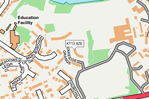 KT13 9ZE map - OS OpenMap – Local (Ordnance Survey)