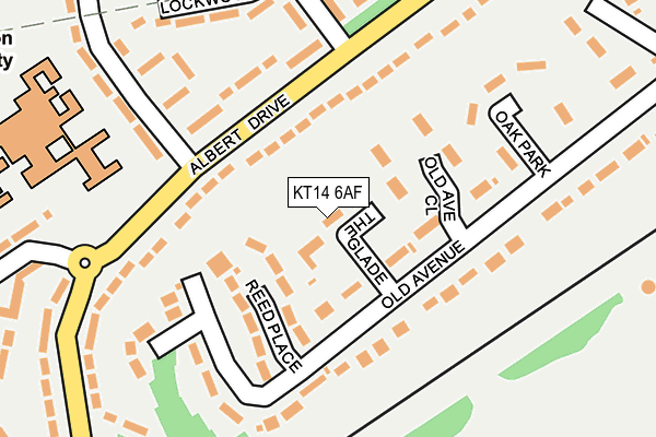 KT14 6AF map - OS OpenMap – Local (Ordnance Survey)