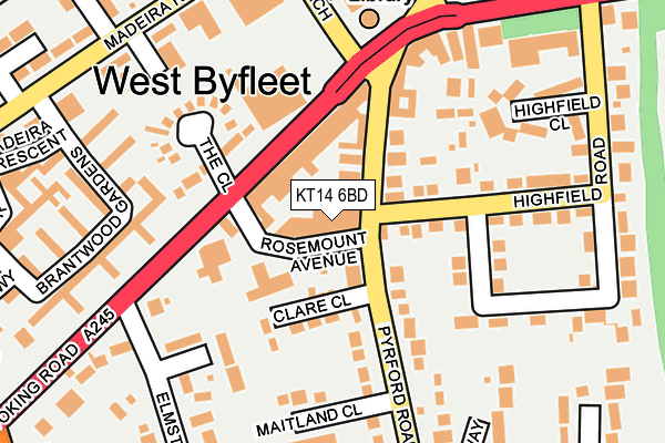 KT14 6BD map - OS OpenMap – Local (Ordnance Survey)
