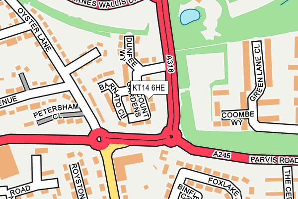 KT14 6HE map - OS OpenMap – Local (Ordnance Survey)