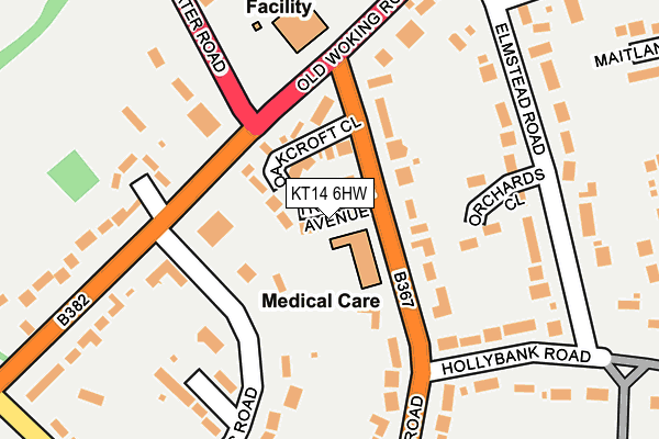 KT14 6HW map - OS OpenMap – Local (Ordnance Survey)