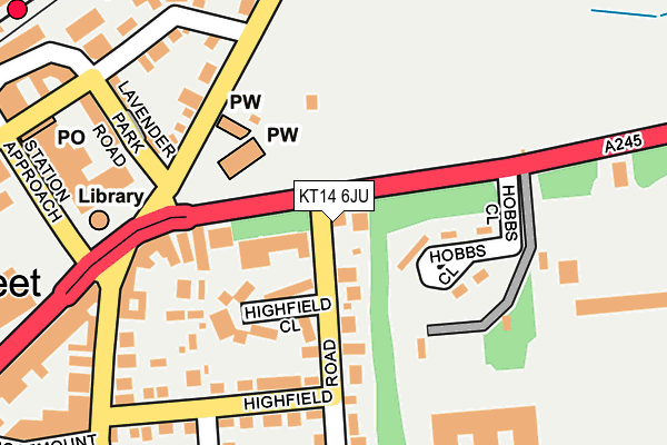 KT14 6JU map - OS OpenMap – Local (Ordnance Survey)