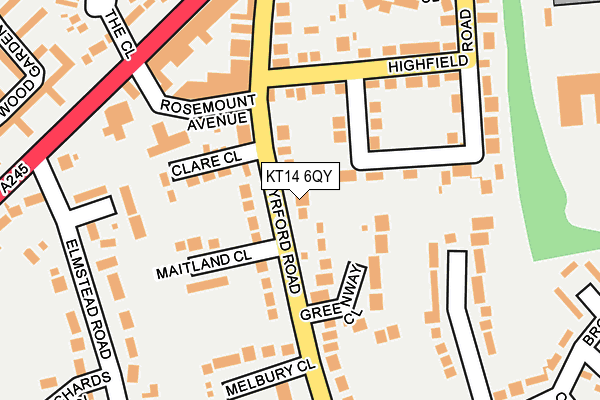 KT14 6QY map - OS OpenMap – Local (Ordnance Survey)