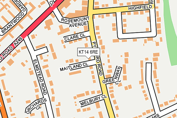 KT14 6RE map - OS OpenMap – Local (Ordnance Survey)