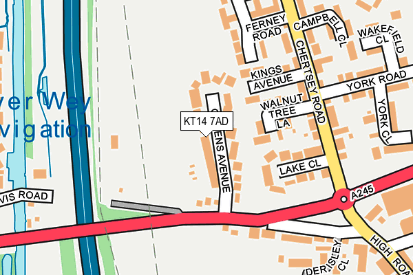 KT14 7AD map - OS OpenMap – Local (Ordnance Survey)