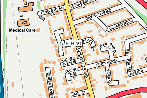 KT14 7AJ map - OS OpenMap – Local (Ordnance Survey)