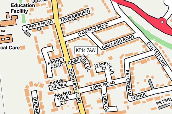 KT14 7AW map - OS OpenMap – Local (Ordnance Survey)