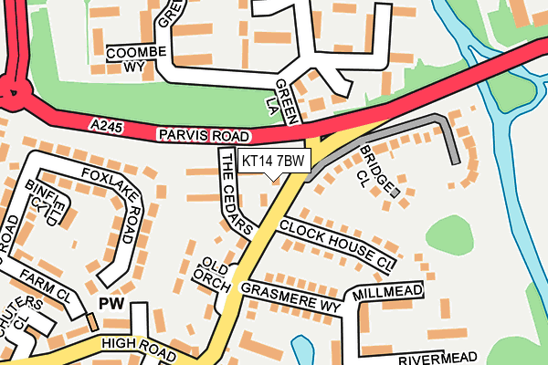 KT14 7BW map - OS OpenMap – Local (Ordnance Survey)