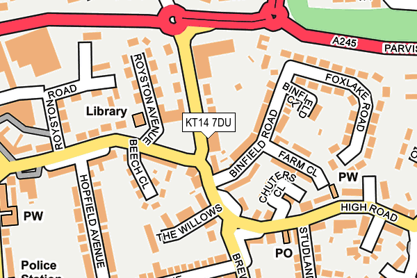 KT14 7DU map - OS OpenMap – Local (Ordnance Survey)