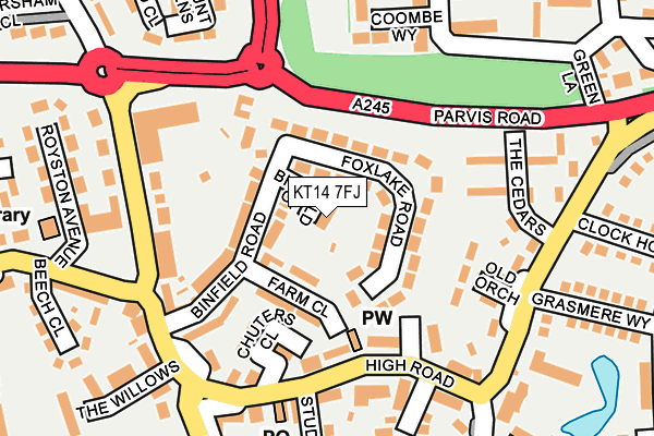 KT14 7FJ map - OS OpenMap – Local (Ordnance Survey)