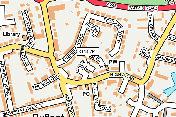 KT14 7PT map - OS OpenMap – Local (Ordnance Survey)