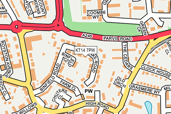 KT14 7PW map - OS OpenMap – Local (Ordnance Survey)