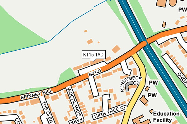 KT15 1AD map - OS OpenMap – Local (Ordnance Survey)