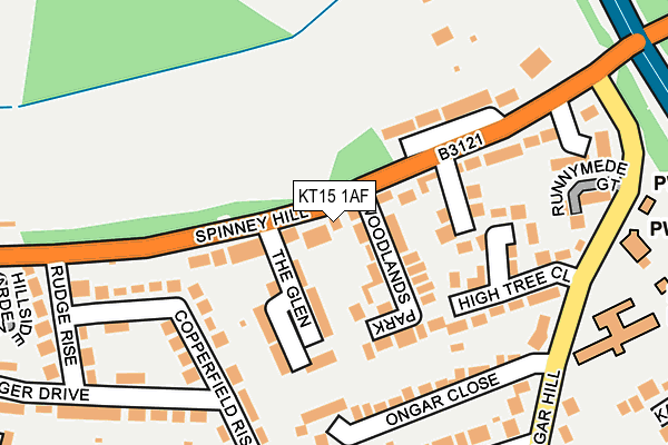 KT15 1AF map - OS OpenMap – Local (Ordnance Survey)