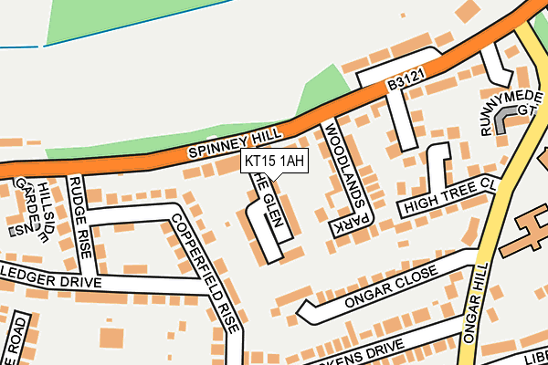 KT15 1AH map - OS OpenMap – Local (Ordnance Survey)