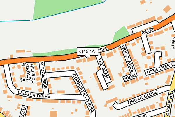 KT15 1AJ map - OS OpenMap – Local (Ordnance Survey)