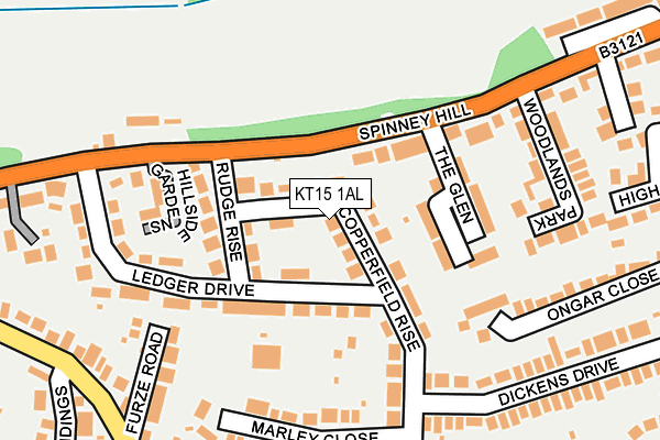 KT15 1AL map - OS OpenMap – Local (Ordnance Survey)