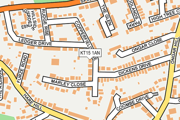 KT15 1AN map - OS OpenMap – Local (Ordnance Survey)