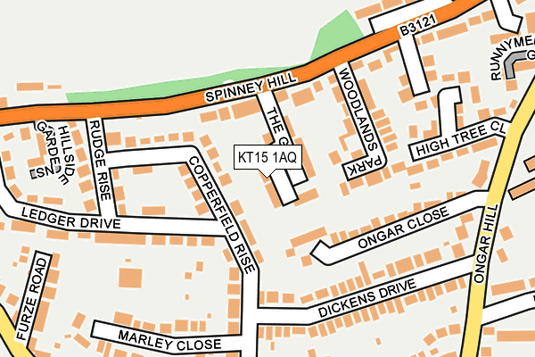 KT15 1AQ map - OS OpenMap – Local (Ordnance Survey)