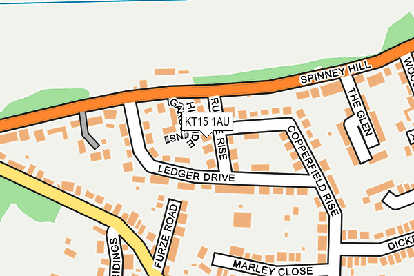 KT15 1AU map - OS OpenMap – Local (Ordnance Survey)