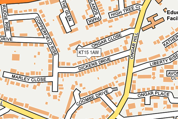 KT15 1AW map - OS OpenMap – Local (Ordnance Survey)