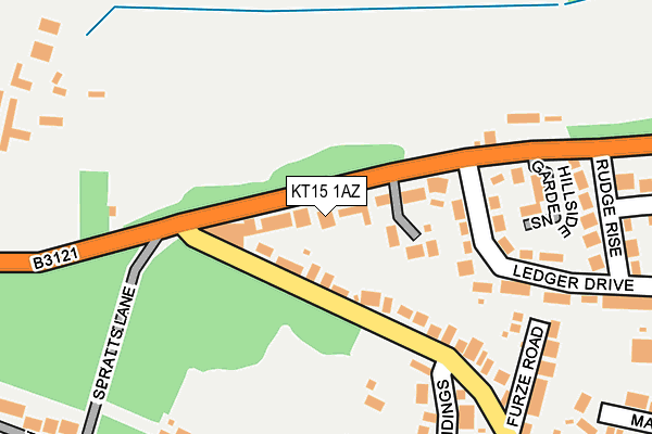 KT15 1AZ map - OS OpenMap – Local (Ordnance Survey)
