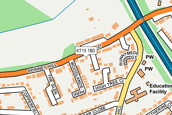 KT15 1BD map - OS OpenMap – Local (Ordnance Survey)