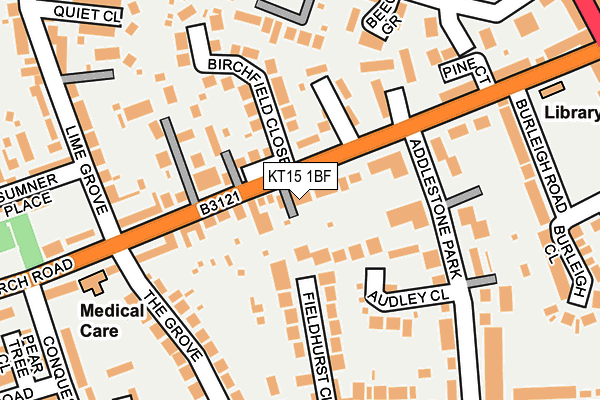 KT15 1BF map - OS OpenMap – Local (Ordnance Survey)
