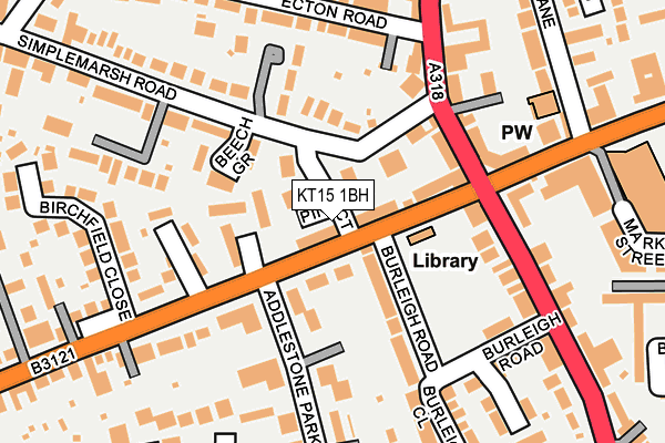 KT15 1BH map - OS OpenMap – Local (Ordnance Survey)