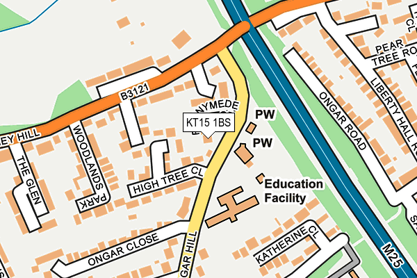 KT15 1BS map - OS OpenMap – Local (Ordnance Survey)