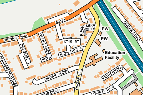 KT15 1BT map - OS OpenMap – Local (Ordnance Survey)