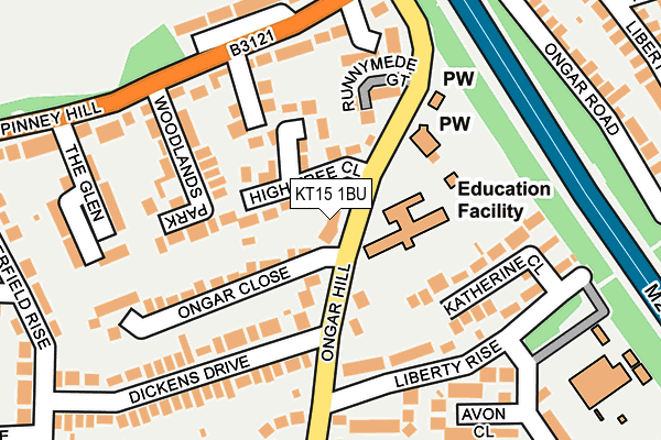 KT15 1BU map - OS OpenMap – Local (Ordnance Survey)