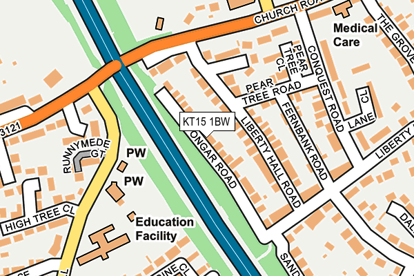KT15 1BW map - OS OpenMap – Local (Ordnance Survey)