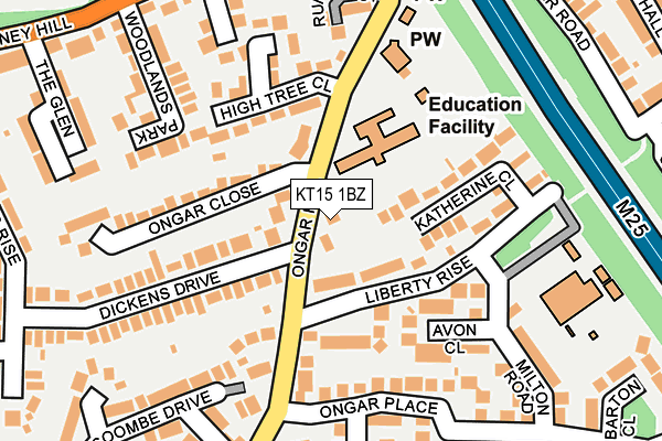 KT15 1BZ map - OS OpenMap – Local (Ordnance Survey)
