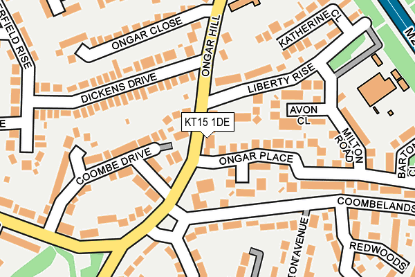 KT15 1DE map - OS OpenMap – Local (Ordnance Survey)