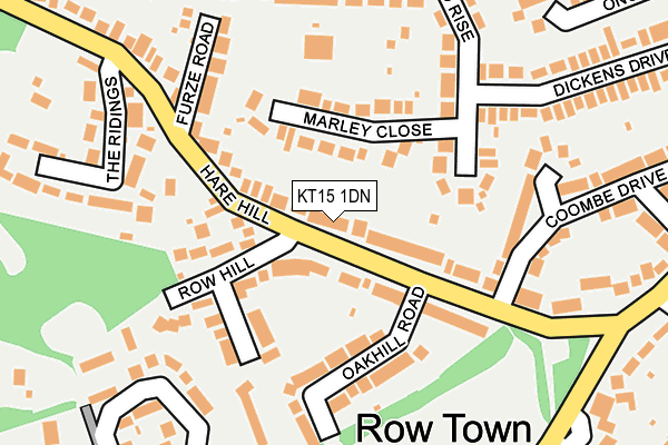 KT15 1DN map - OS OpenMap – Local (Ordnance Survey)