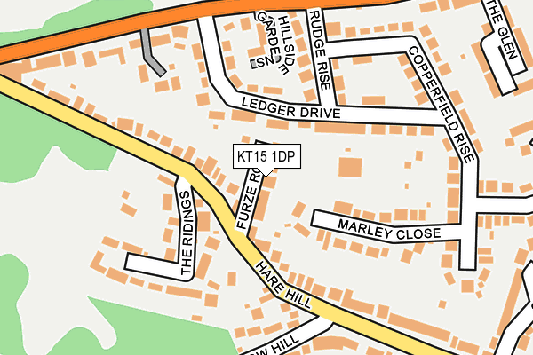 KT15 1DP map - OS OpenMap – Local (Ordnance Survey)