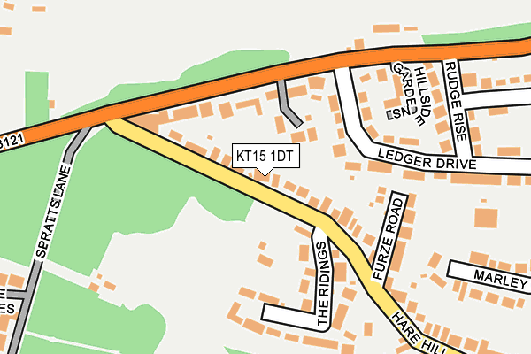KT15 1DT map - OS OpenMap – Local (Ordnance Survey)