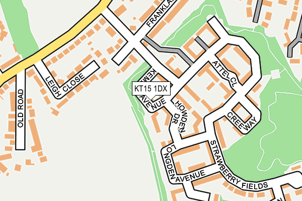KT15 1DX map - OS OpenMap – Local (Ordnance Survey)