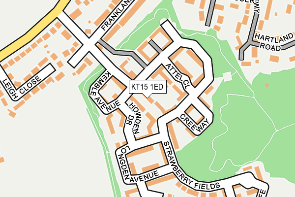 KT15 1ED map - OS OpenMap – Local (Ordnance Survey)