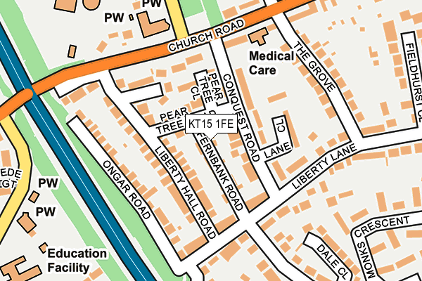 KT15 1FE map - OS OpenMap – Local (Ordnance Survey)