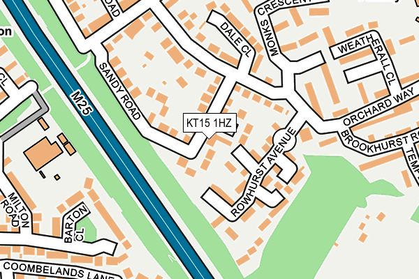 KT15 1HZ map - OS OpenMap – Local (Ordnance Survey)