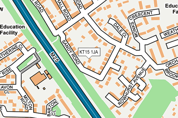 KT15 1JA map - OS OpenMap – Local (Ordnance Survey)