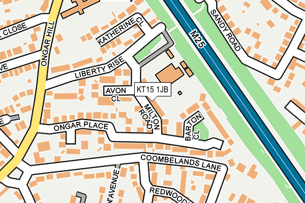 KT15 1JB map - OS OpenMap – Local (Ordnance Survey)