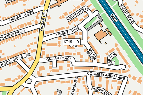 KT15 1JD map - OS OpenMap – Local (Ordnance Survey)