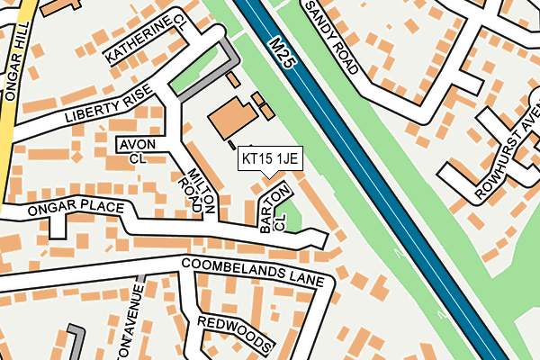 KT15 1JE map - OS OpenMap – Local (Ordnance Survey)