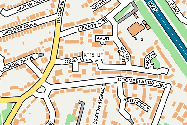 KT15 1JF map - OS OpenMap – Local (Ordnance Survey)