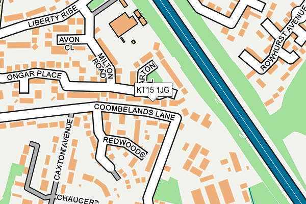 KT15 1JG map - OS OpenMap – Local (Ordnance Survey)