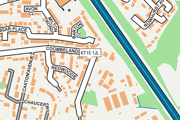 KT15 1JL map - OS OpenMap – Local (Ordnance Survey)