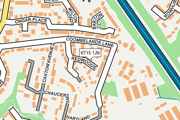 KT15 1JN map - OS OpenMap – Local (Ordnance Survey)